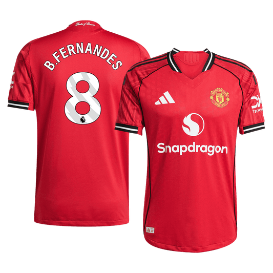 Authentic B.FERNANDES #8 Manchester United Home Soccer Jersey 2025/26 Red