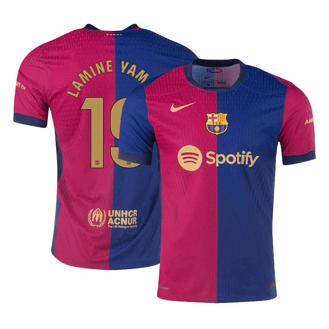 Authentic  LAMINE YAMAL #19 Barcelona Home Football Shirt 2024/25- - old sponsor