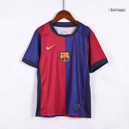 Kid's Barcelona Home Spotify Logo Without Text Football Shirt Kit(Shirt+Shorts) 2024/25
