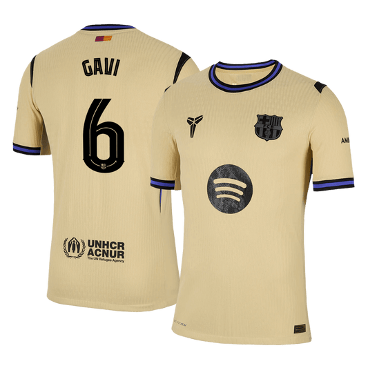 Authentic GAVI #6 Barcelona Away Soccer Jersey 2025/26 Yellow - UCL