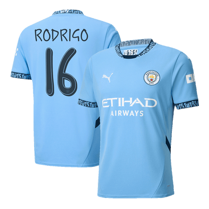 RODRIGO #16 Manchester City Home Football Shirt - UCL