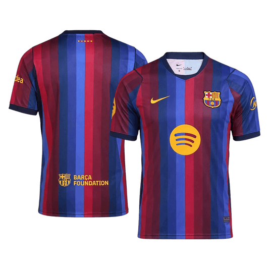 Men Fan 26/27 Barcelona Home Football Shirt Short Sleeve Blue&Garnet