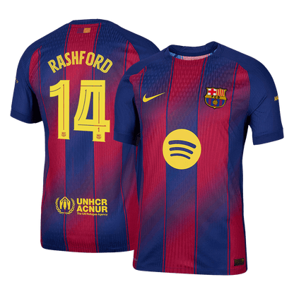 Authentic RASHFORD #14 Barcelona Home Soccer Jersey 2025/26 Red&Blue - UCL