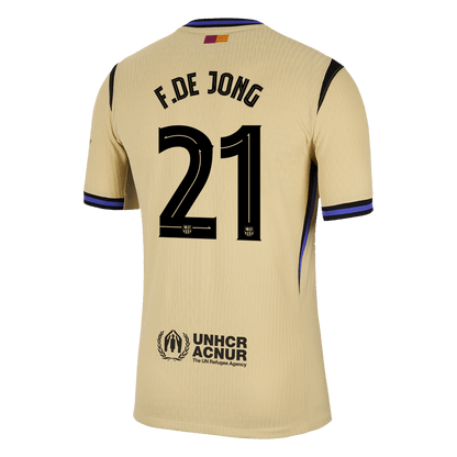 Authentic F.DE JONG #21 Barcelona Away Soccer Jersey 2025/26 Yellow - UCL