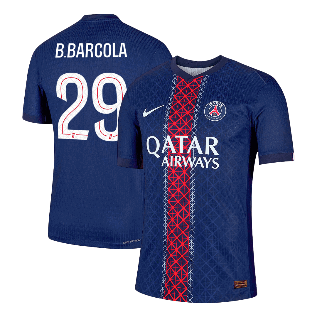 Authentic  B.BARCOLA #29 PSG Home Soccer Jersey 2025/26 Navy