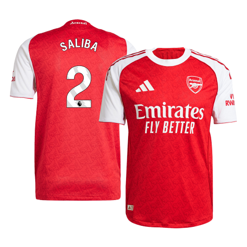Authentic SALIBA #2 Arsenal Home Soccer Jersey 2025/26