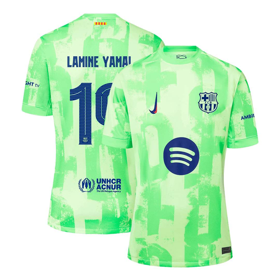 LAMINE YAMAL #19 Barcelona Third Away Soccer Jersey  - UCL£¨Spotify Logo Without Text£©