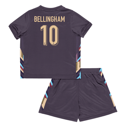 Kid's BELLINGHAM #10 England Away Soccer Jersey Kit(Jersey+Shorts) Euro 2024
