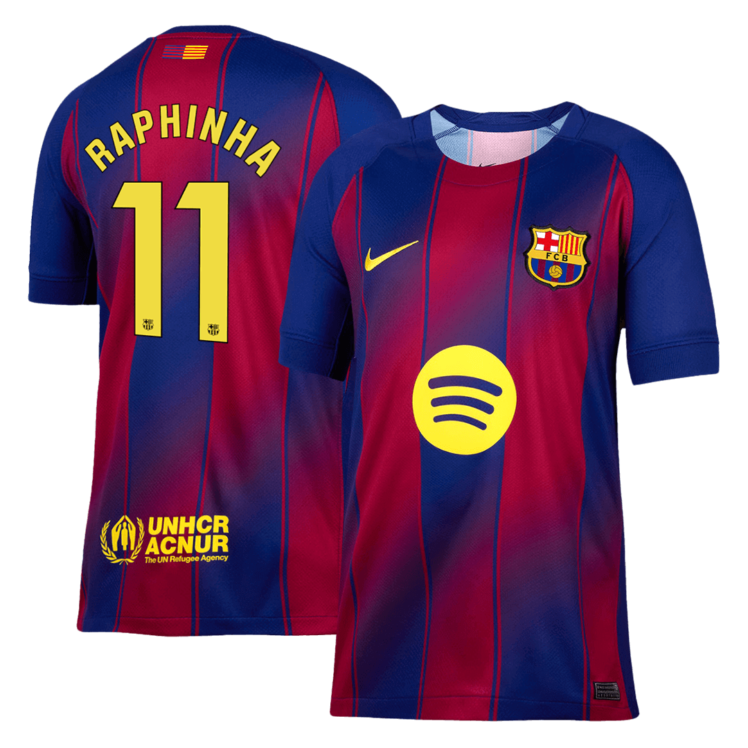RAPHINHA #11 Barcelona Home Soccer Jersey 2025/26 Red&Blue