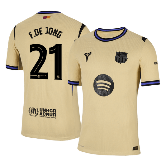 Authentic F.DE JONG #21 Barcelona Away Soccer Jersey 2025/26 Yellow - UCL