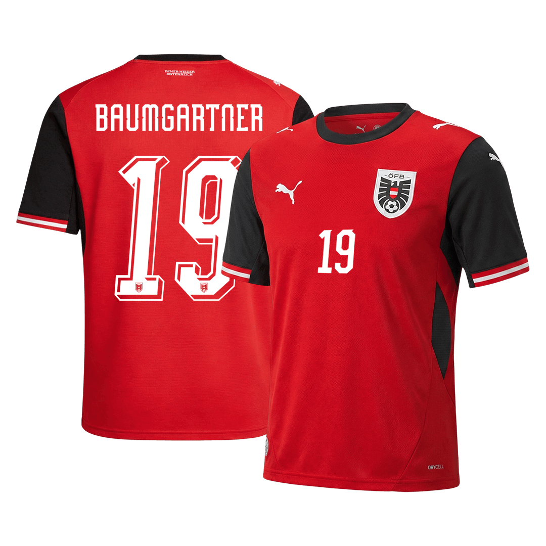 BAUMGARTNER#19 Austria Home Football Shirt World Cup 2026 Red