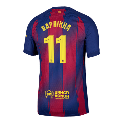 Authentic RAPHINHA #11 Barcelona Home Soccer Jersey 2025/26 Red&Blue - UCL