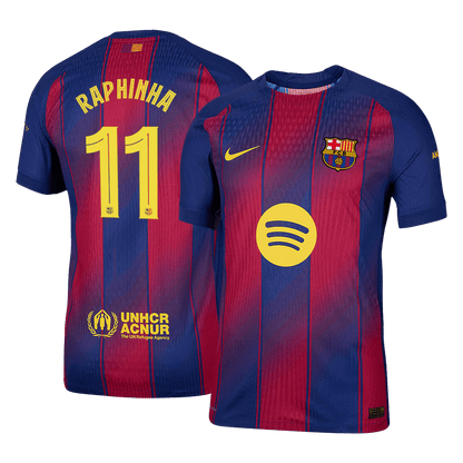 Authentic RAPHINHA #11 Barcelona Home Soccer Jersey 2025/26 Red&Blue - UCL