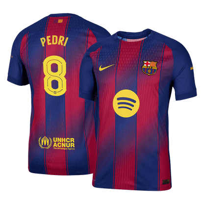 Authentic PEDRI #8 Barcelona Home Soccer Jersey 2025/26 Red&Blue - UCL