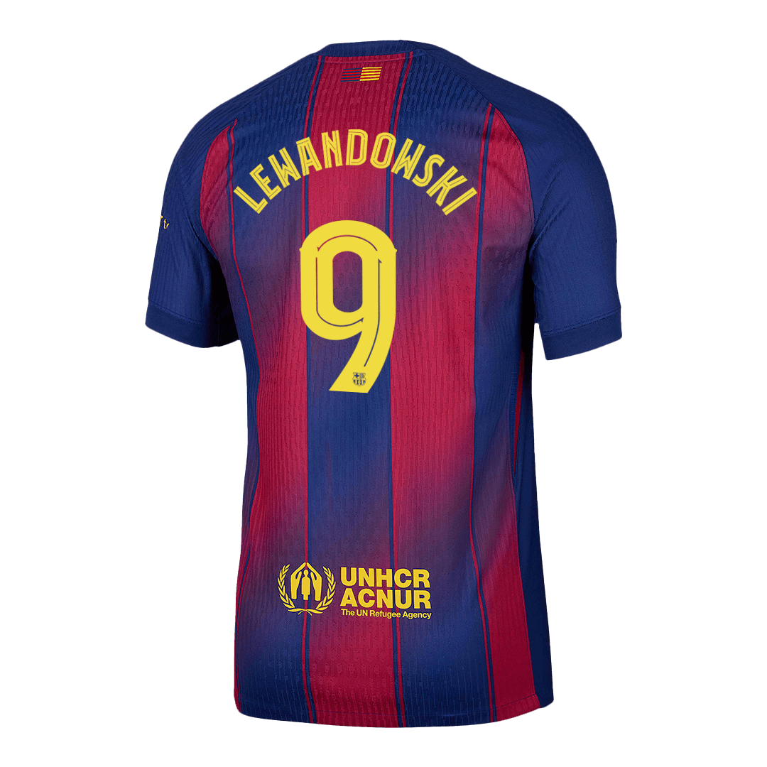 Authentic LEWANDOWSKI #9 Barcelona Home Soccer Jersey 2025/26 Red&Blue - UCL