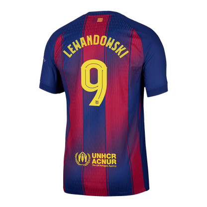 Authentic LEWANDOWSKI #9 Barcelona Home Soccer Jersey 2025/26 Red&Blue - UCL