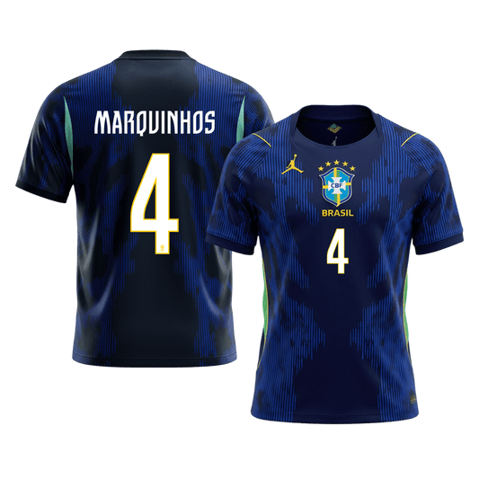 MARQUINHOS #4 Brazil Away Football Shirt World Cup 2026 Navy