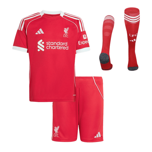 Kid's Liverpool Home Soccer Jersey Kit(Jersey+Shorts+Socks) 2025/26