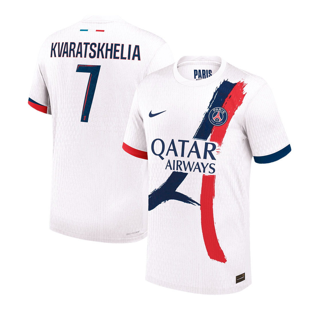 Authentic  KVARATSKHELIA #7 PSG Away Soccer Jersey 2024/25 White