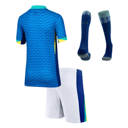 Kid's Brazil Away Soccer Jersey Kit(Jersey+Shorts+Socks) Copa America 2024