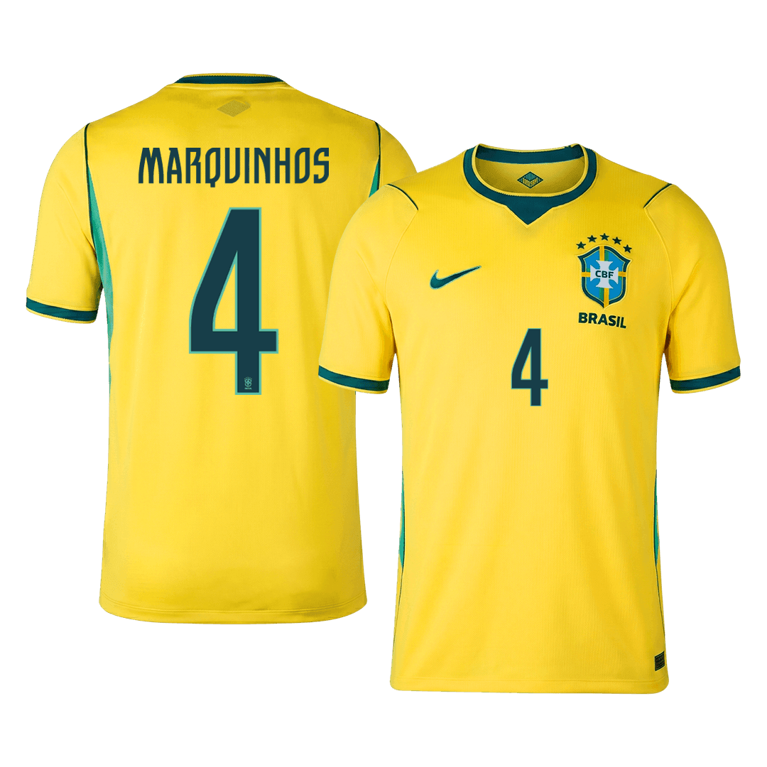 MARQUINHOS #4 Brazil Home Football Shirt World Cup 2026 Yellow