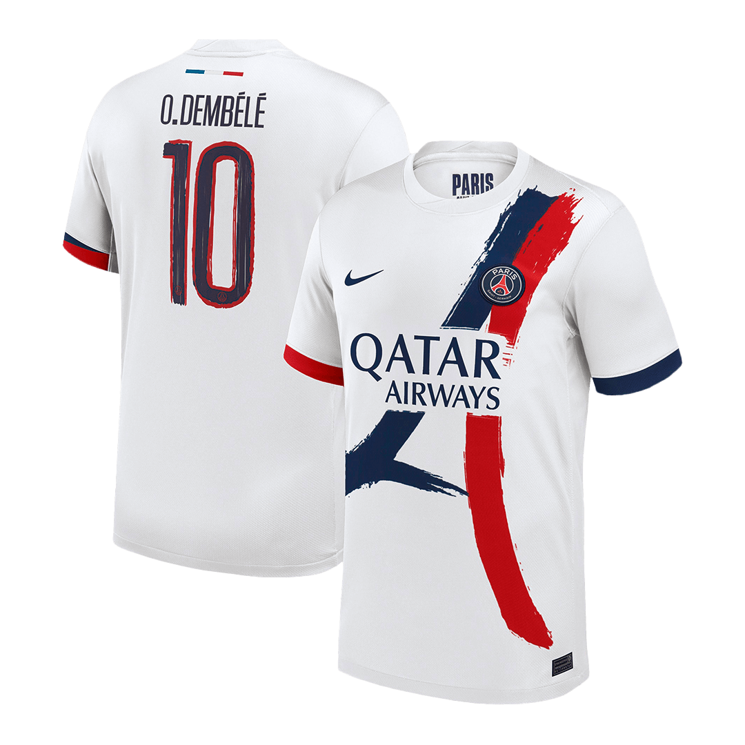 O.DEMBÉLÉ#10 PSG Away Soccer Jersey 2024/25 White - UCL