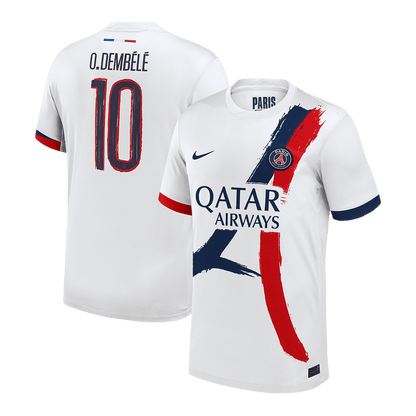 O.DEMBÉLÉ#10 PSG Away Soccer Jersey 2024/25 White - UCL