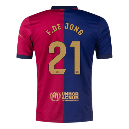 F.DE JONG #21 Barcelona Home Soccer Jersey 2024/25 - Spotify Logo Without Text
