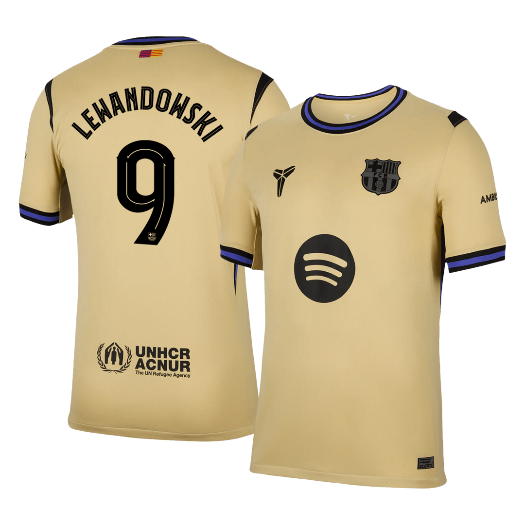 LEWANDOWSKI #9 Barcelona Away Soccer Jersey 2025/26 Yellow - UCL