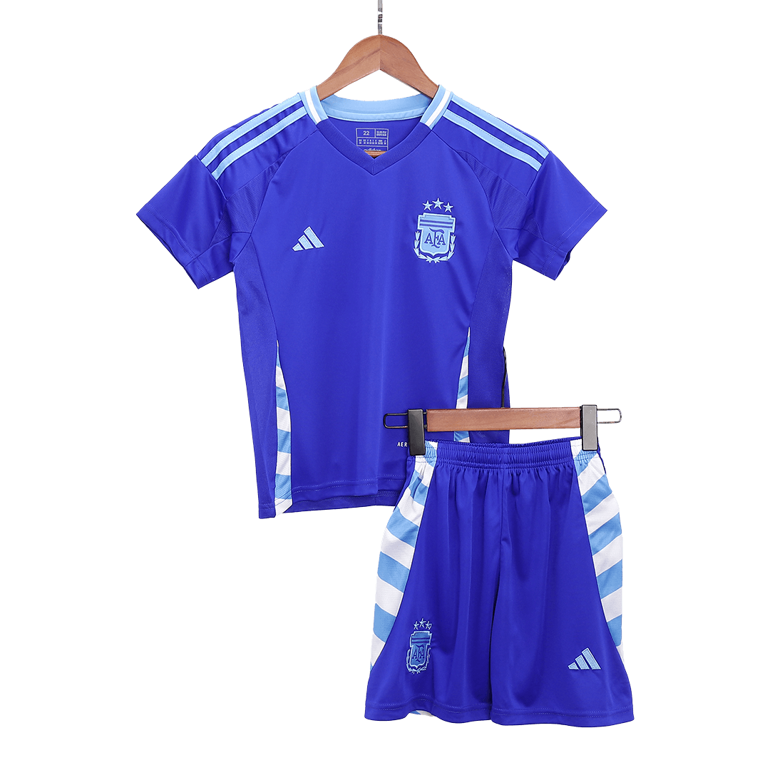 Kid's Argentina Away Soccer Jersey Kit(Jersey+Shorts+Socks) 2024