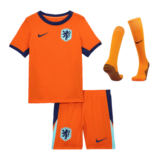 Kid's Netherlands Home Soccer Jersey Kit(Jersey+Shorts+Socks) Euro 2024