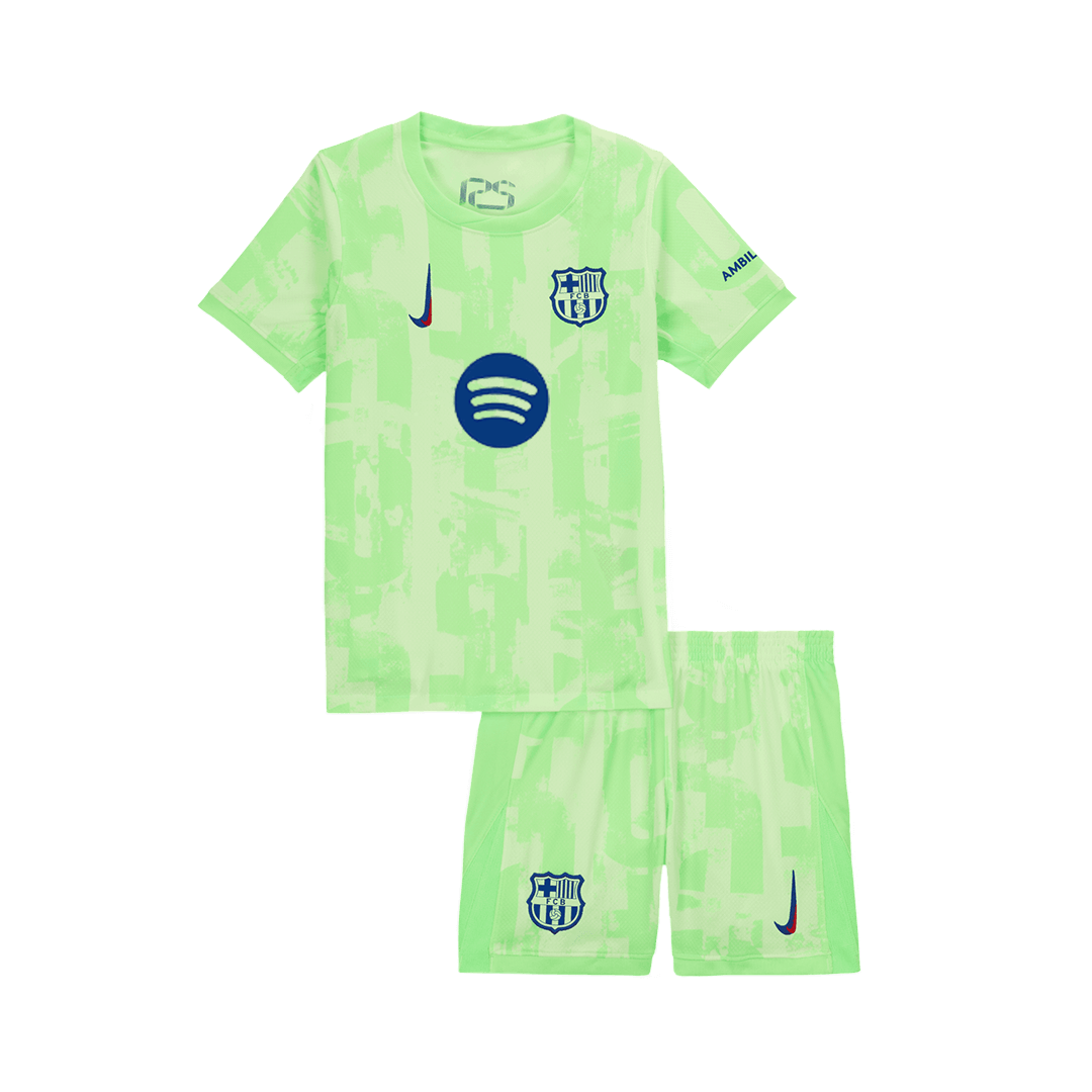 Kid's Barcelona Third Away Football Shirt Kit(Shirt+Shorts) 2024/25 - UCL (Spotify Logo Without Text)