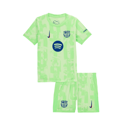 Kid's Barcelona Third Away Football Shirt Kit(Shirt+Shorts) 2024/25 - UCL (Spotify Logo Without Text)