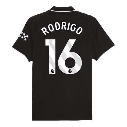 Authentic RODRIGO #16 Manchester City Away Soccer Jersey 2025/26 Black