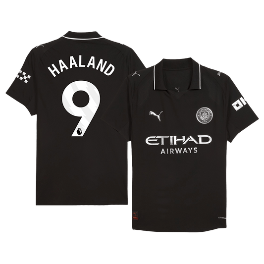 Authentic HAALAND #9 Manchester City Away Soccer Jersey 2025/26 Black