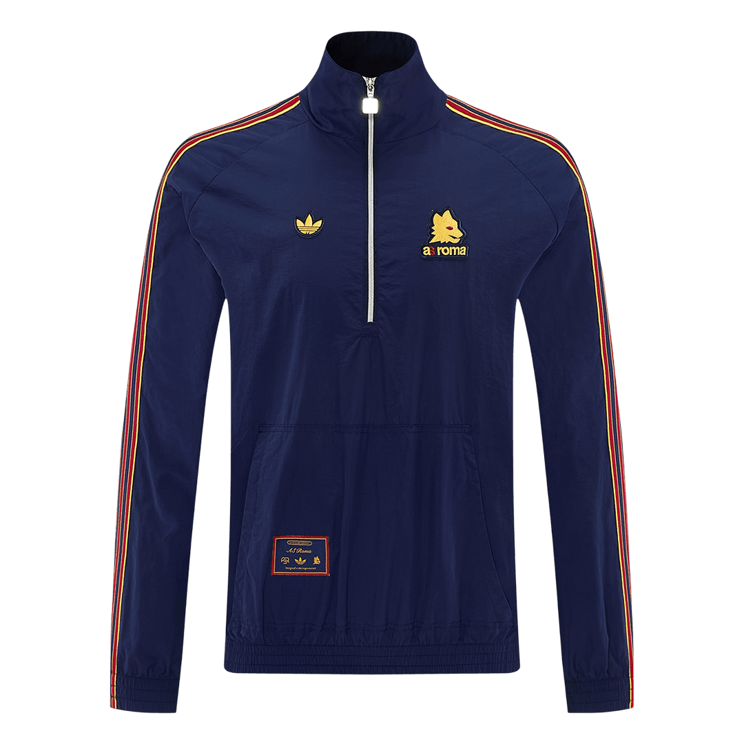 Men 2026 AS Roma Half-Zip Windbreaker Jacket Navy