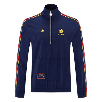 Men 2026 AS Roma Half-Zip Windbreaker Jacket Navy