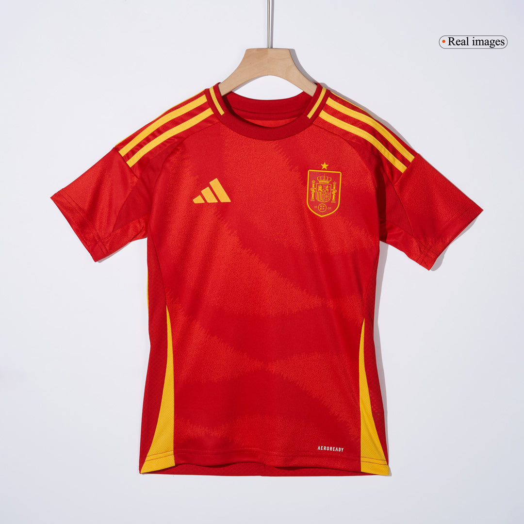 Kid's Spain Home Soccer Jersey Kit(Jersey+Shorts+Socks) Euro 2024