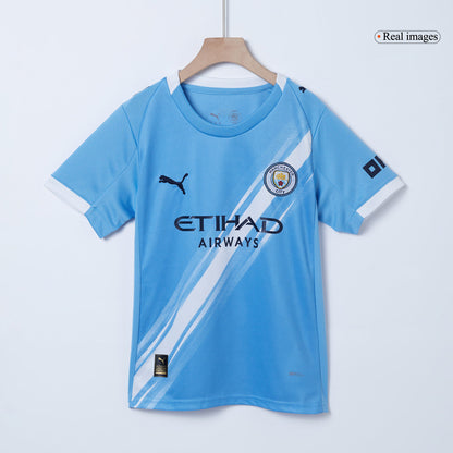 Kid's Manchester City Home Soccer Jersey Kit(Jersey+Shorts+Socks) 2025/26 Blue