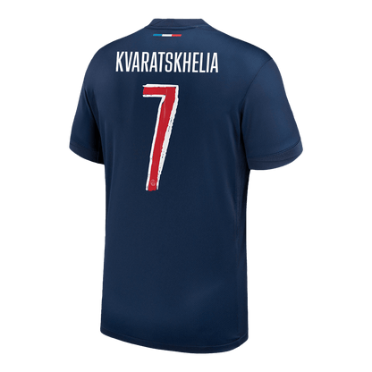 KVARATSKHELIA #7 PSG Home Soccer Jersey 2024/25 Navy - UCL
