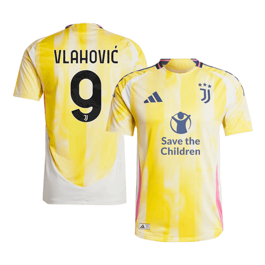 Authentic  VLAHOVIĆ  #9 Juventus Away Soccer Jersey 2024/25 - Save The Children Sponsor