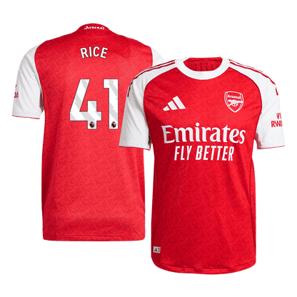 Authentic RICE #41 Arsenal Home Soccer Jersey 2025/26 Red