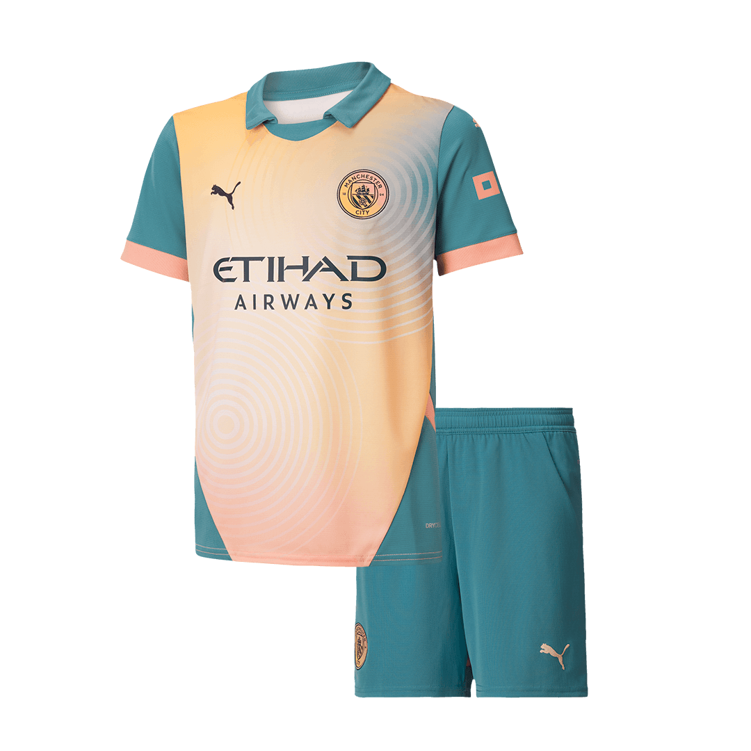 Kid's Manchester City Fourth Away 'Definitely City' Football Shirt Kit (Shirt+Shorts) 2024/25