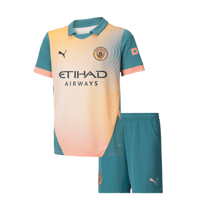 Kid's Manchester City Fourth Away 'Definitely City' Football Shirt Kit (Shirt+Shorts) 2024/25