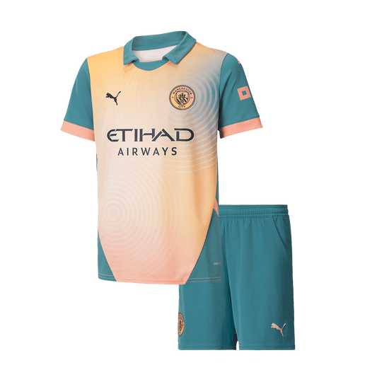 Kid's Manchester City Fourth Away 'Definitely City' Football Shirt Kit (Shirt+Shorts) 2024/25