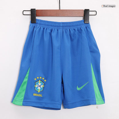 Kid's Brazil Home Soccer Jersey Kit(Jersey+Shorts) Copa America 2024