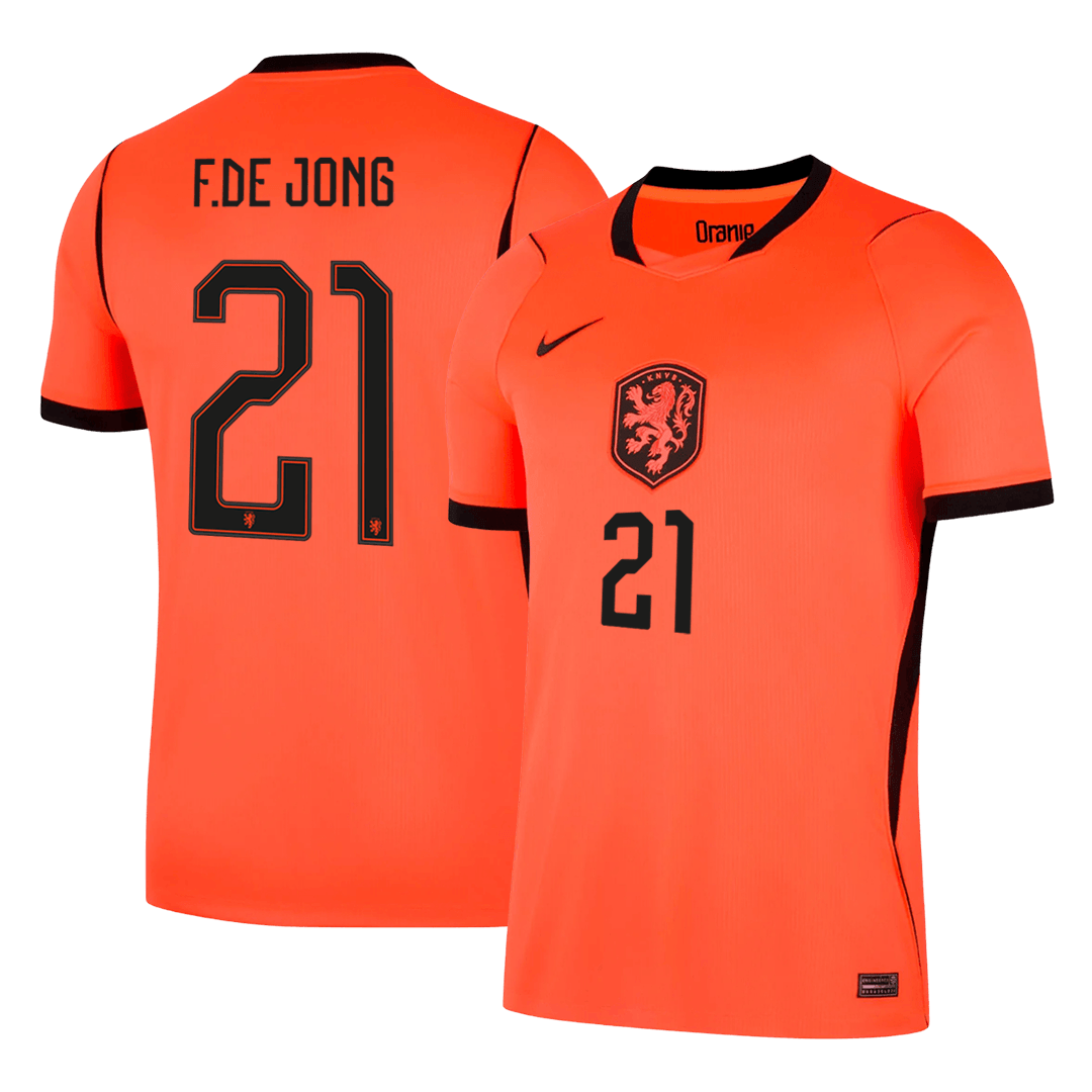 F.DE JONG #21 Netherlands Home Football Shirt World Cup 2026 Orange