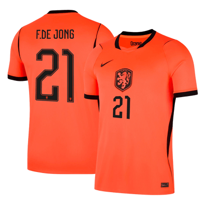 F.DE JONG #21 Netherlands Home Football Shirt World Cup 2026 Orange
