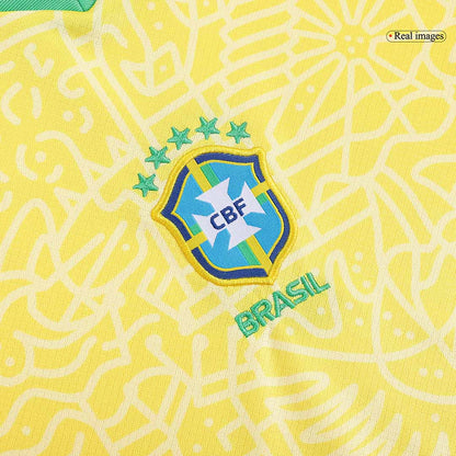 Kid's Brazil Home Soccer Jersey Kit(Jersey+Shorts) Copa America 2024