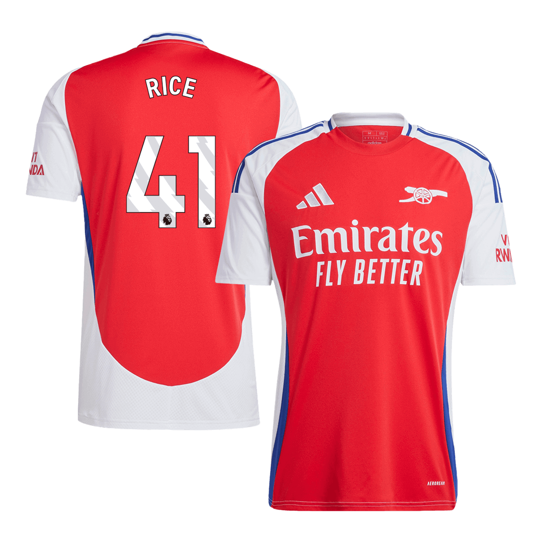 RICE #41 Arsenal Home Soccer Jersey Red